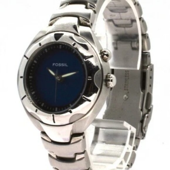 Ladies 32mm Fossil Stainless Steel Kaleidoscope Big Tic Blue Green Watch AM-3553 main image 4